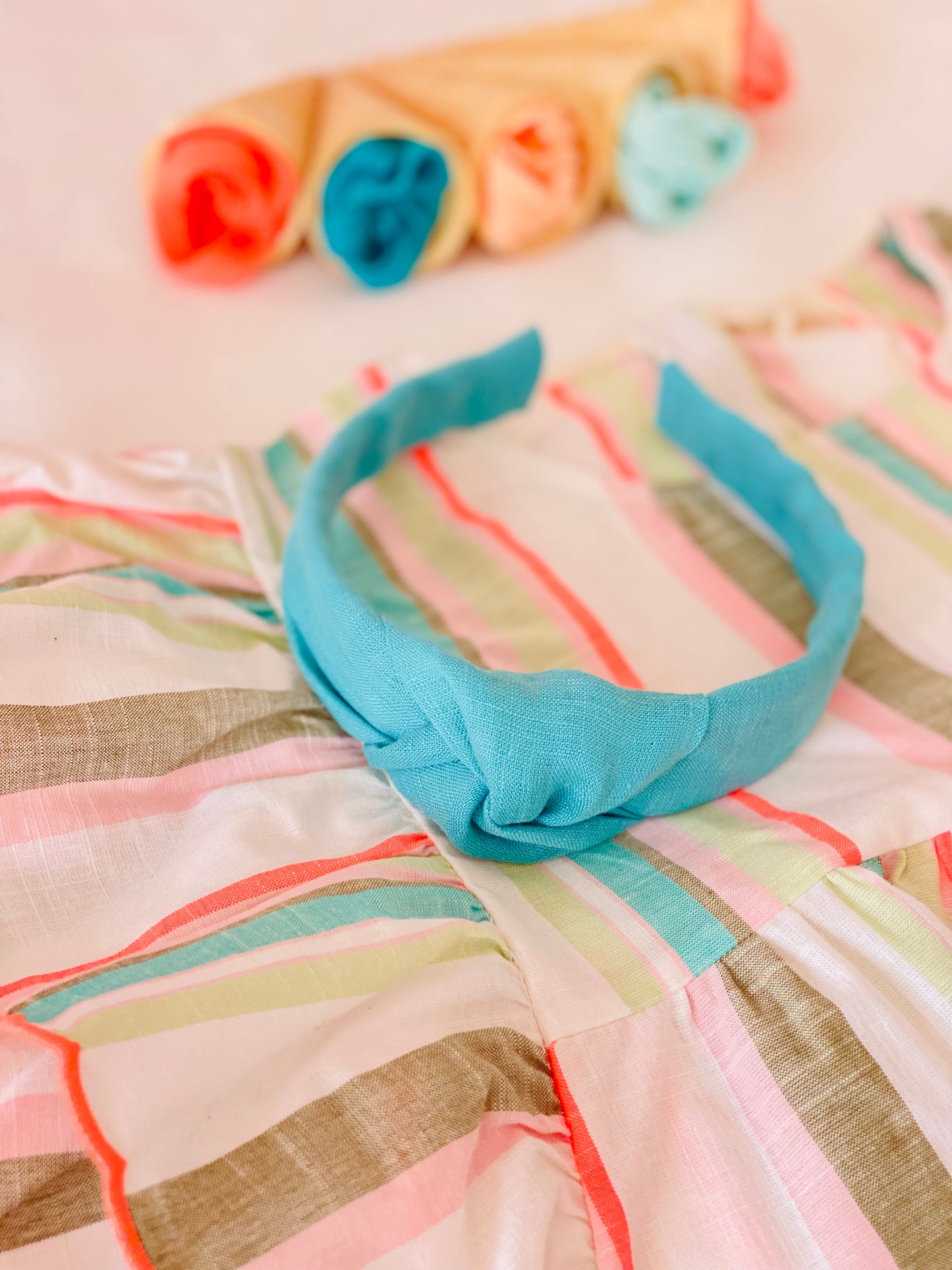 Diadema Nudo Lino Esmeralda