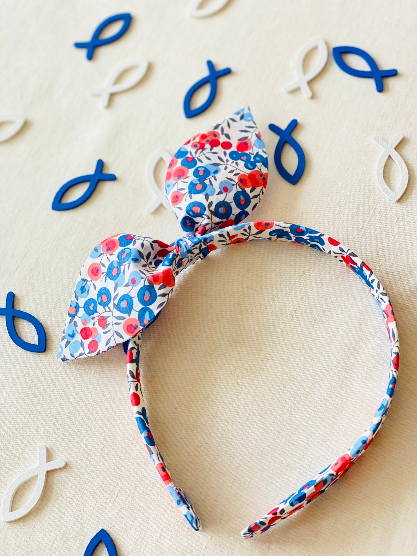 Diadema Orejitas Liberty Wiltshire Rojo y Azul