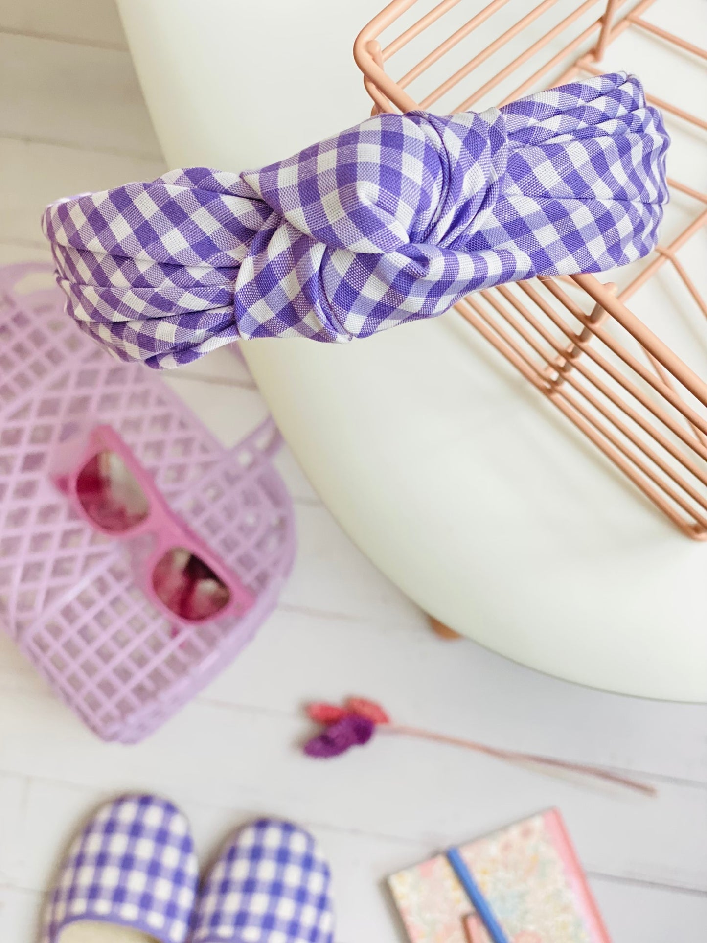 Diadema Nudo Vichy Lila