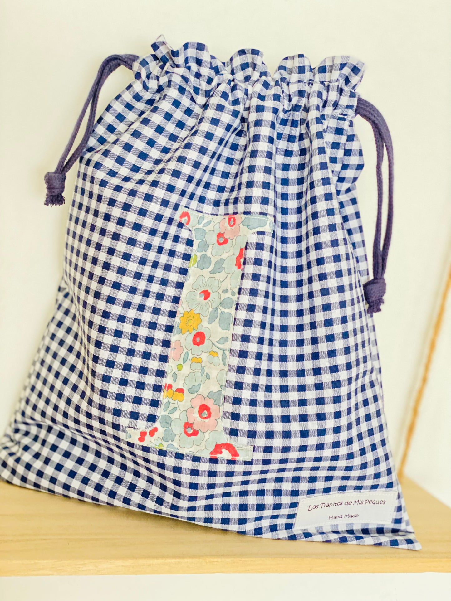 Bolsita Vichy Azul Marino y Liberty Betsy Azul