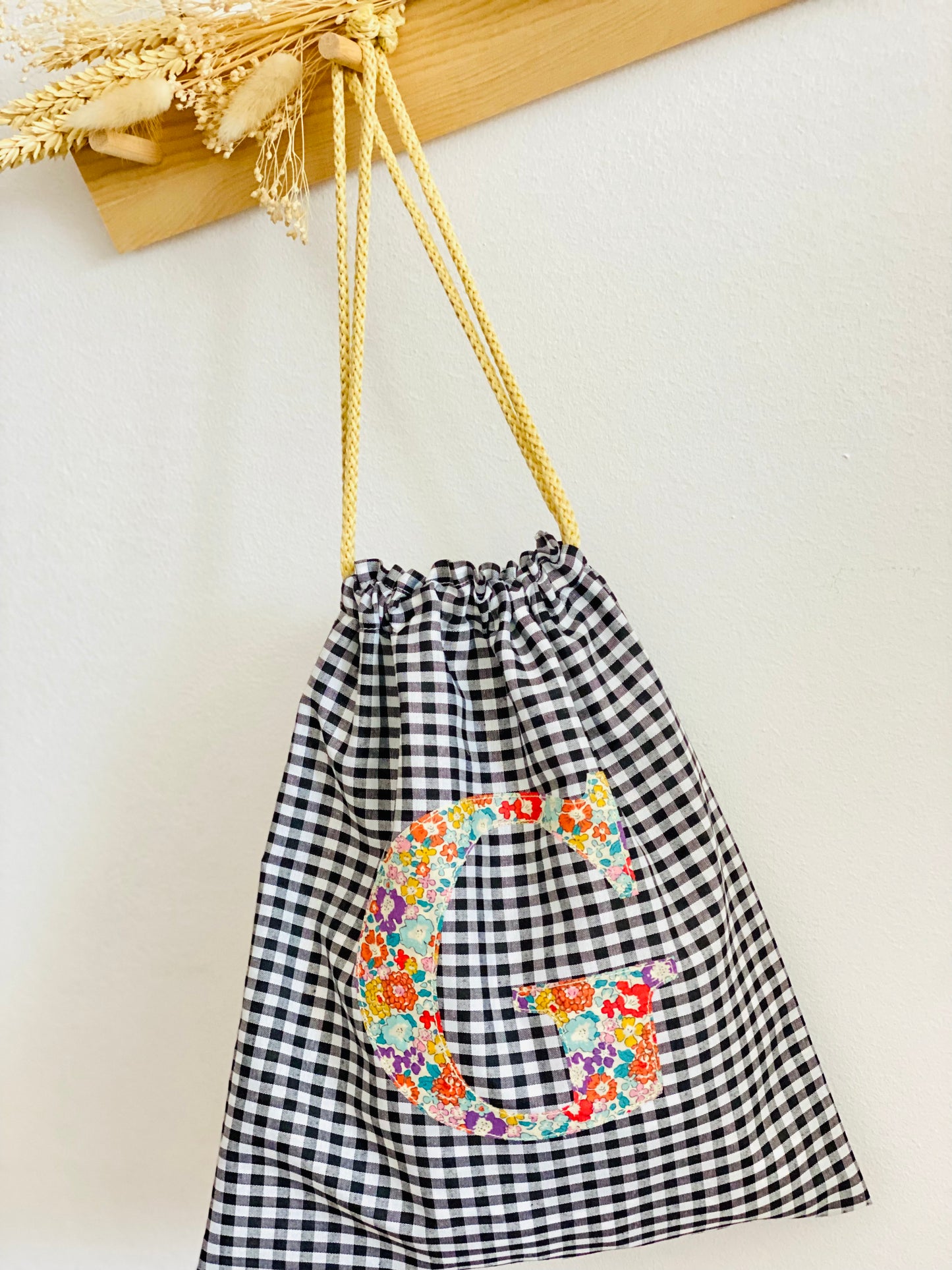 Bolsita Vichy Negro y Liberty