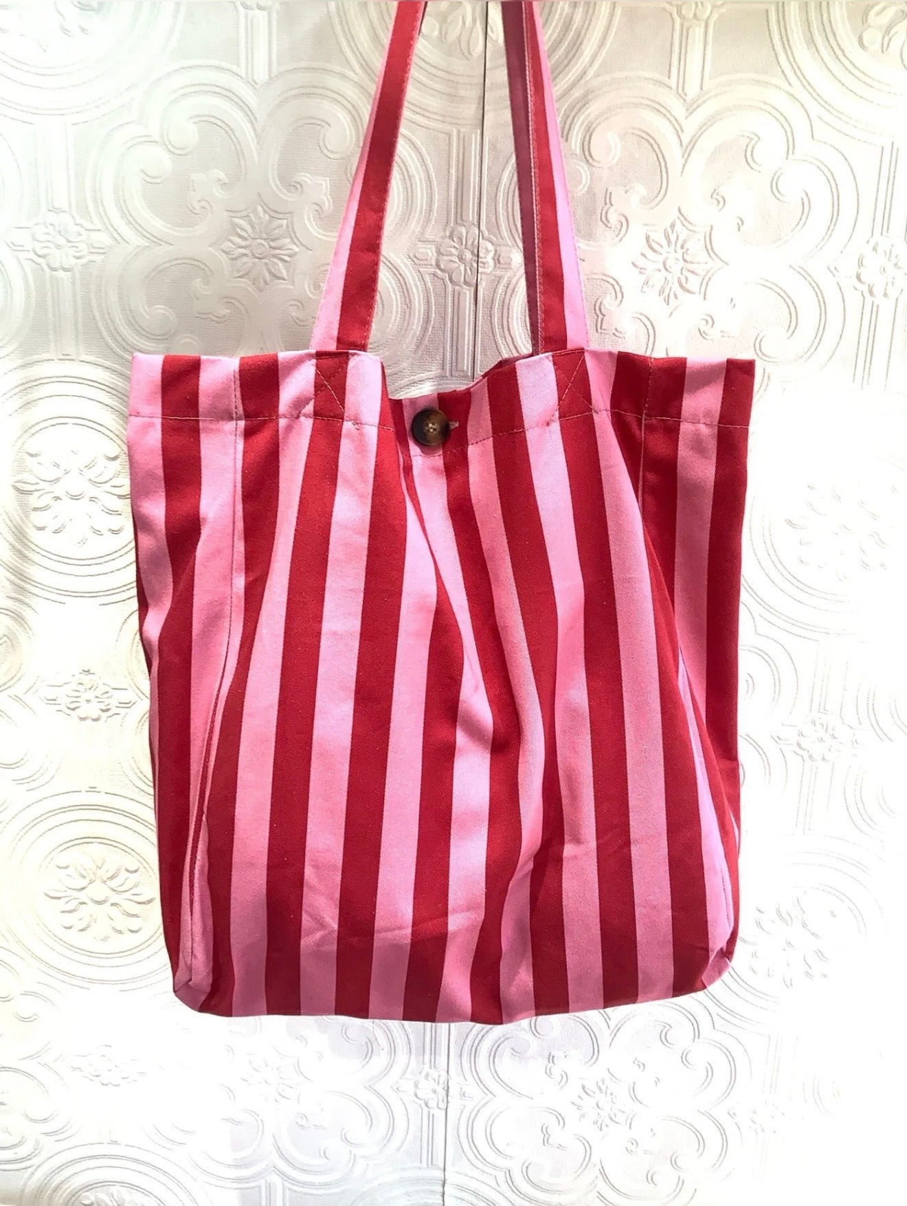 Tote Bag Rayas Rosa y Rojo