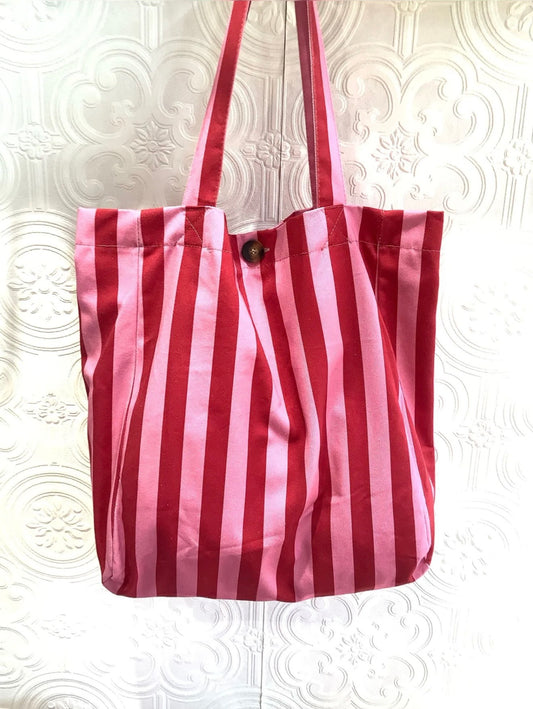 Tote Bag Rayas Rosa y Rojo