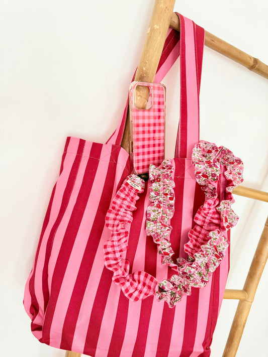 Tote Bag Rayas Rosa y Rojo