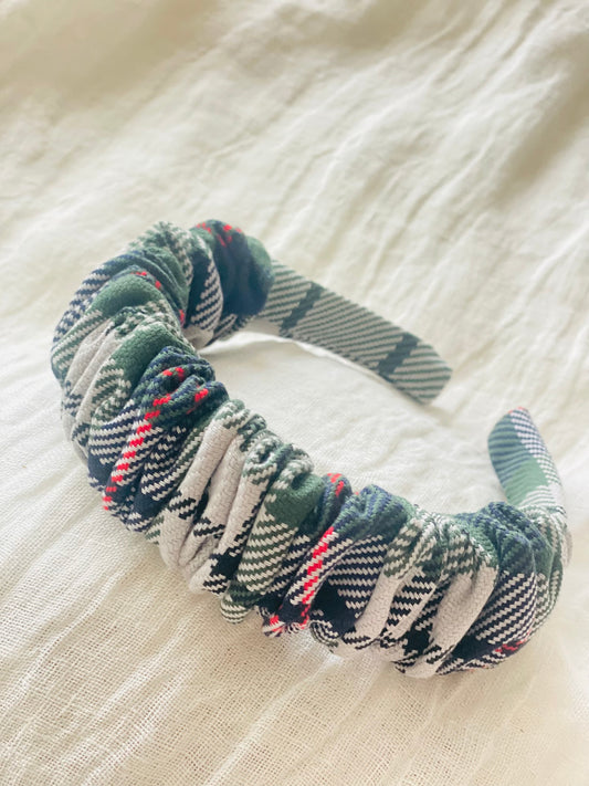 Diadema Scrunchie Tartan Verde