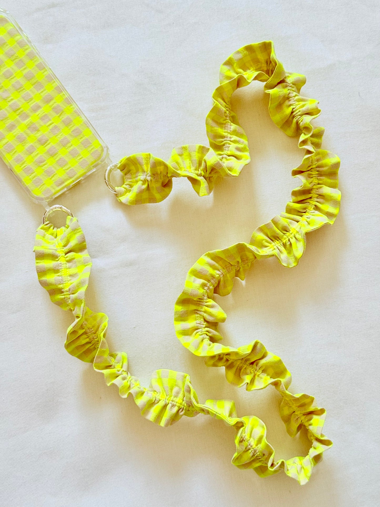 Conjunto Cuelga Movil Rizado Vichy Flúor Amarillo Seersucker