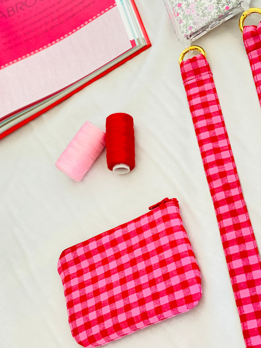 Monedero Vichy Rojo y Rosa