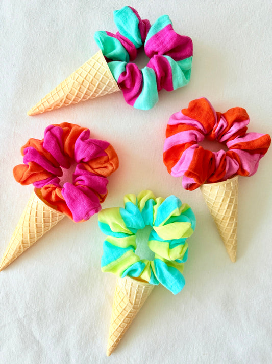 Scrunchie Rayas Fresa y Menta
