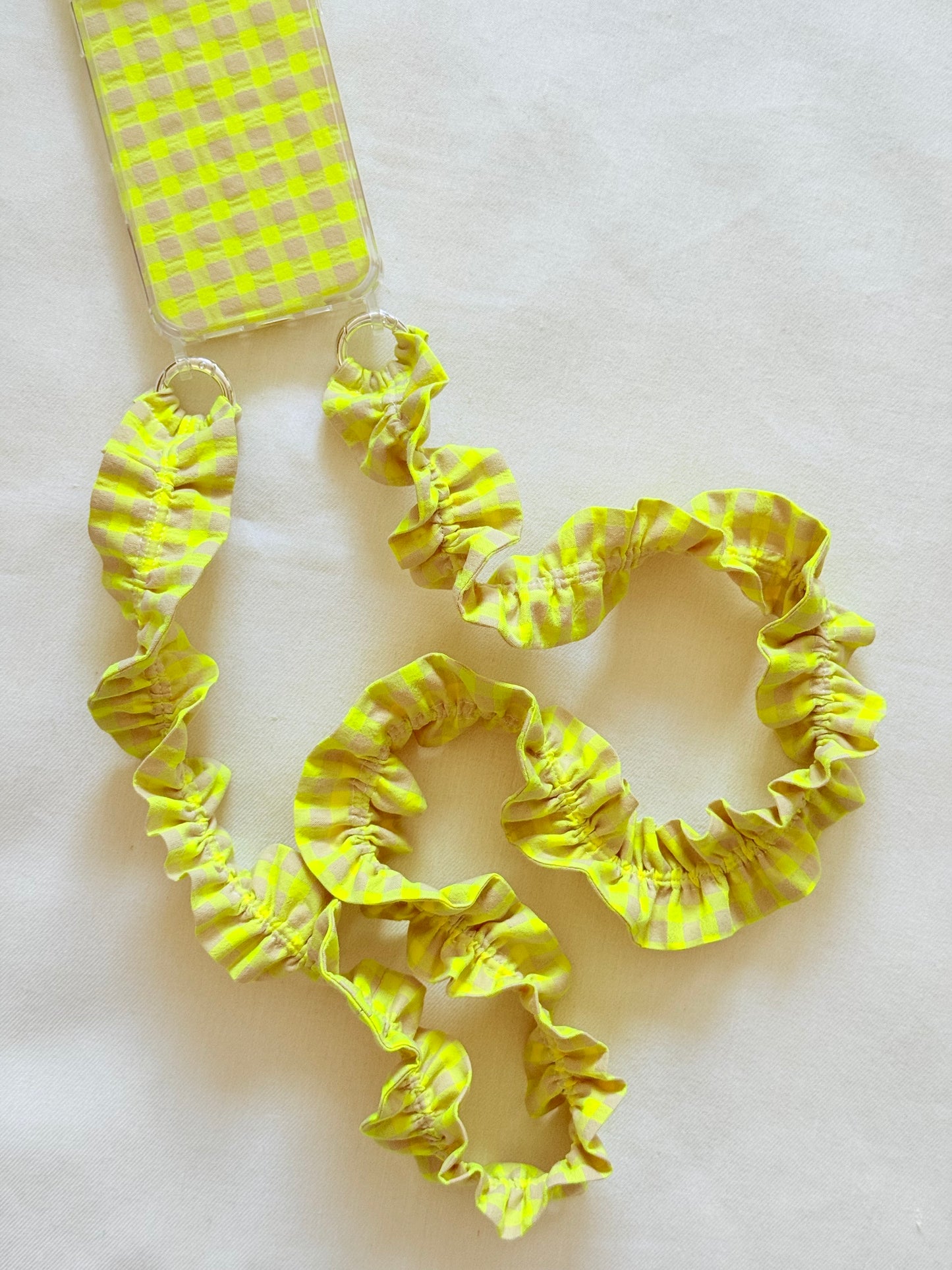 Conjunto Cuelga Movil Rizado Vichy Flúor Amarillo Seersucker