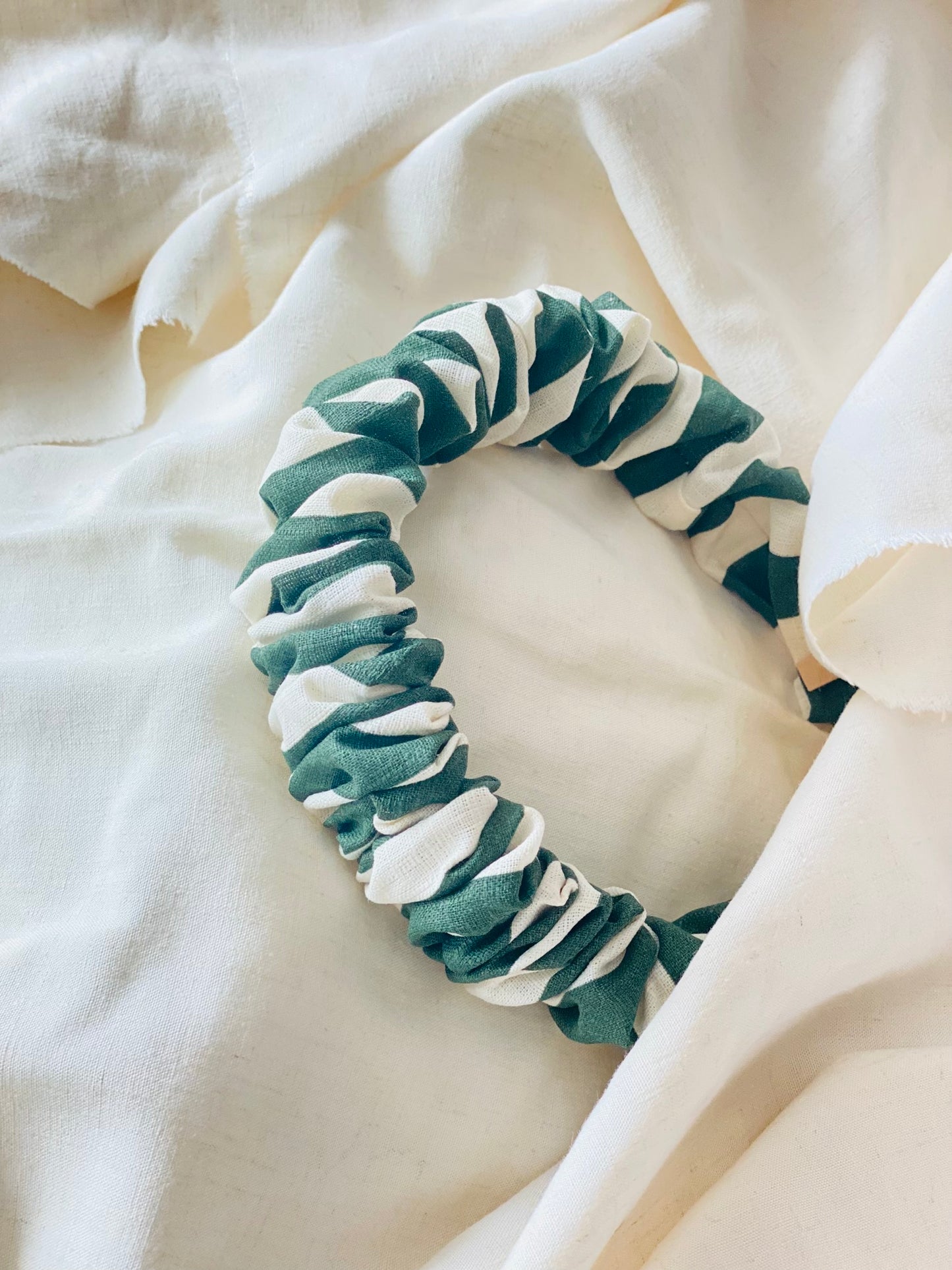 Diadema Scrunchie Lino Rayas