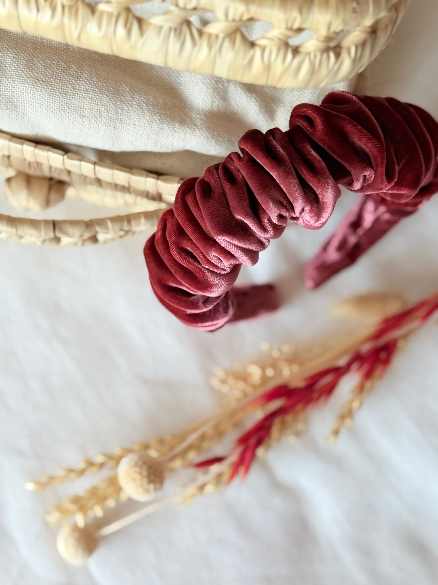 Diadema Scrunchie Terciopelo Granate