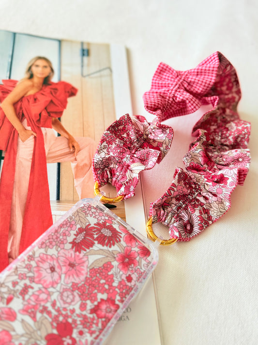 Conjunto Cuelga Movil Rizado Corto Liberty Toscana Frambuesa y Vichy Pequeño