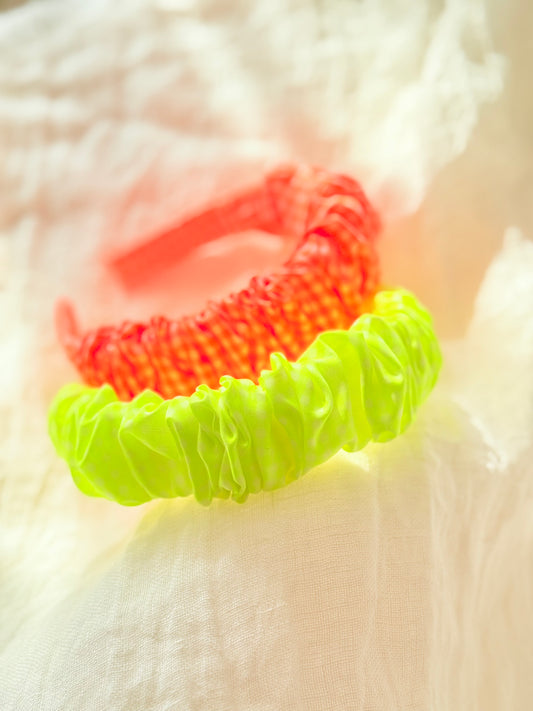 Diadema Scrunchie Vichy Naranja Flúor