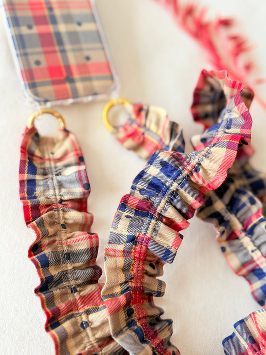 Conjunto Cuelga Movil Tartan Beige y Lunares