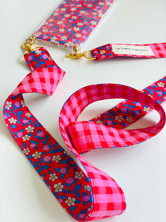 Conjunto Funda Liberty Fresas Rojo y Vichy