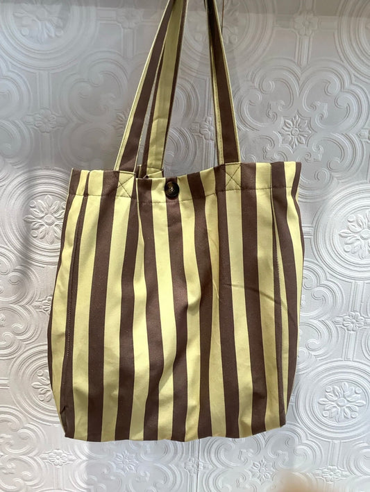 Tote Bag Rayas Amarillo y Marrón