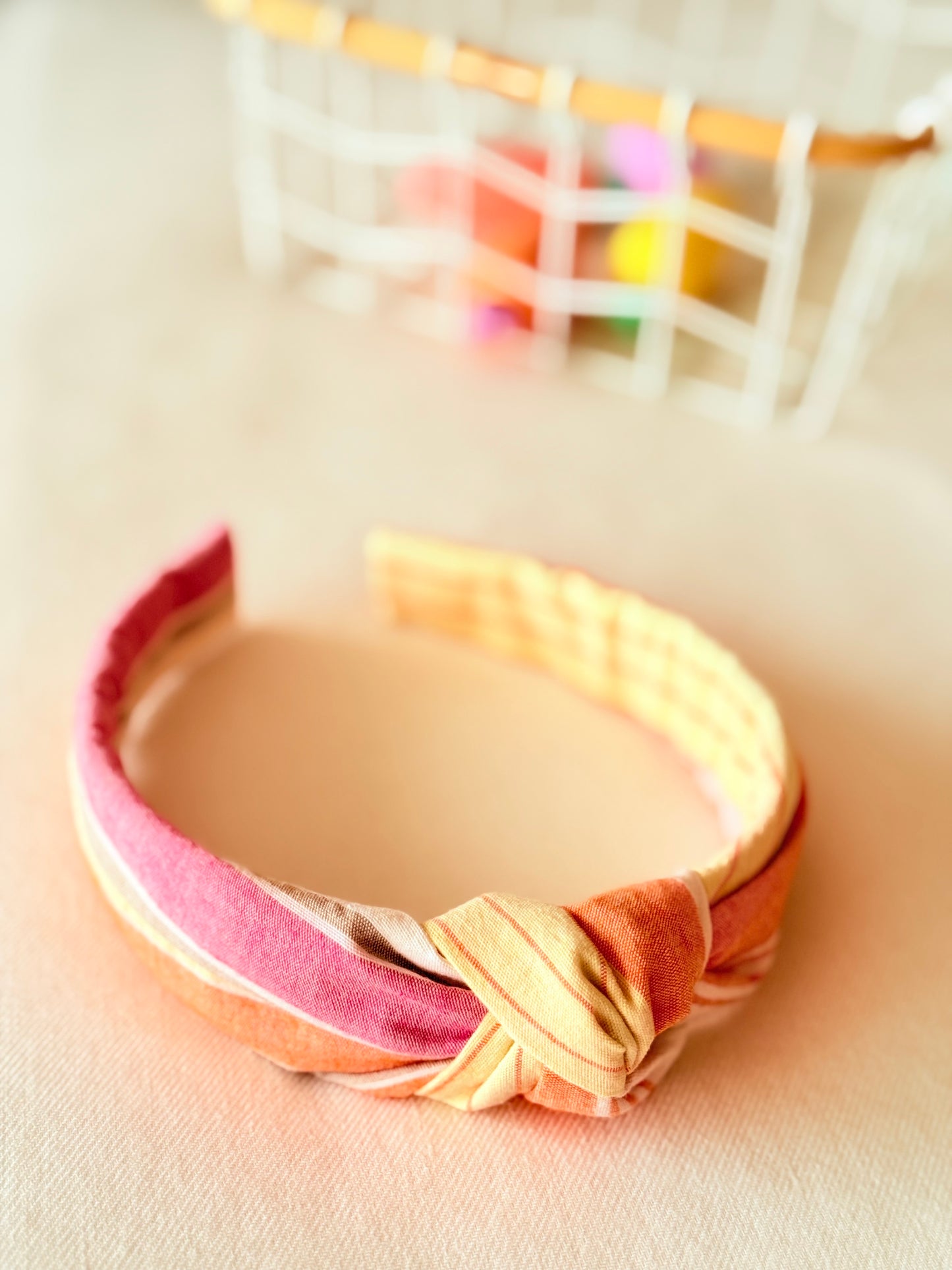 Diadema Nudo Rayas Naranja