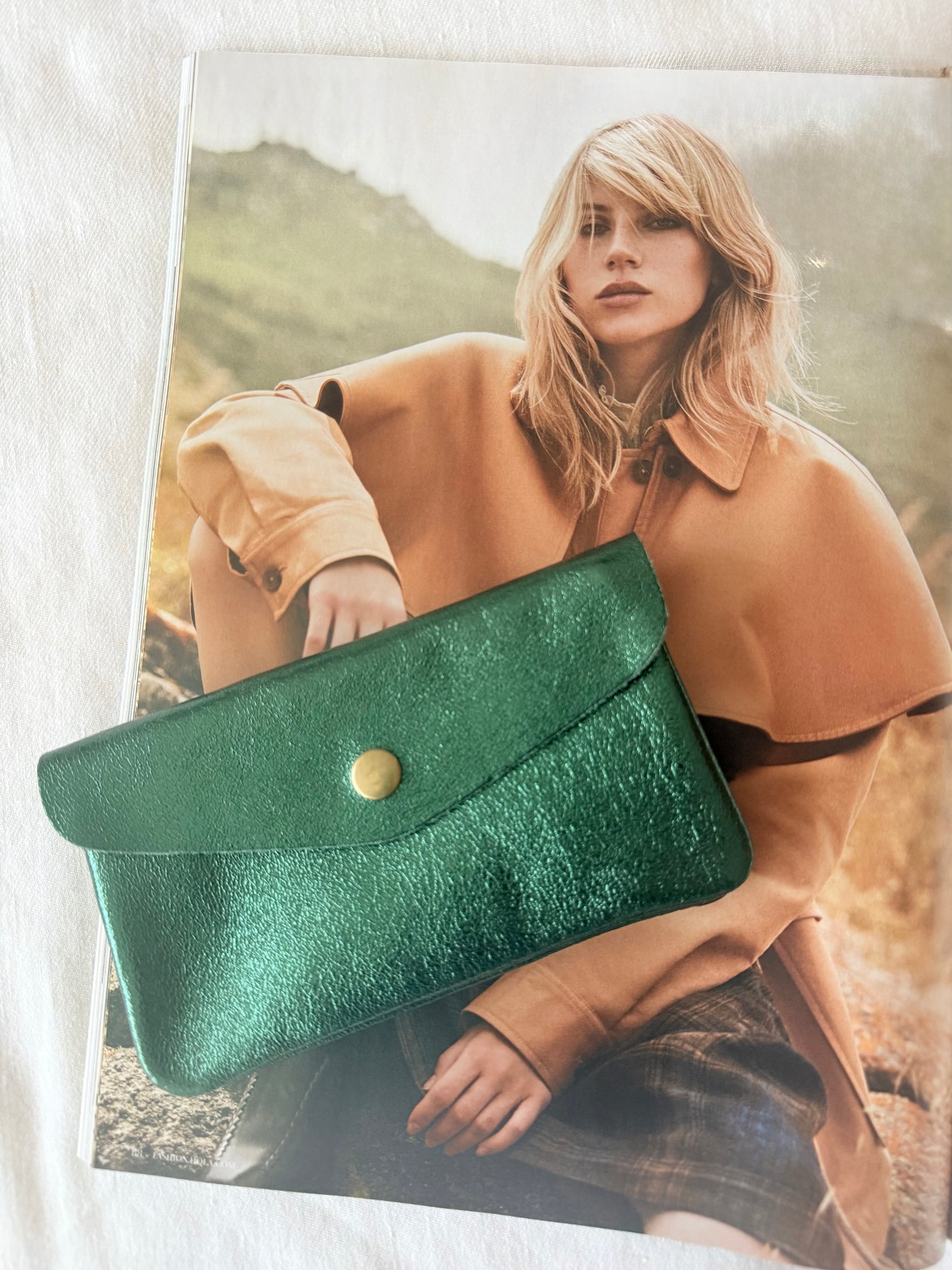 Monedero Grande Metalizado Verde