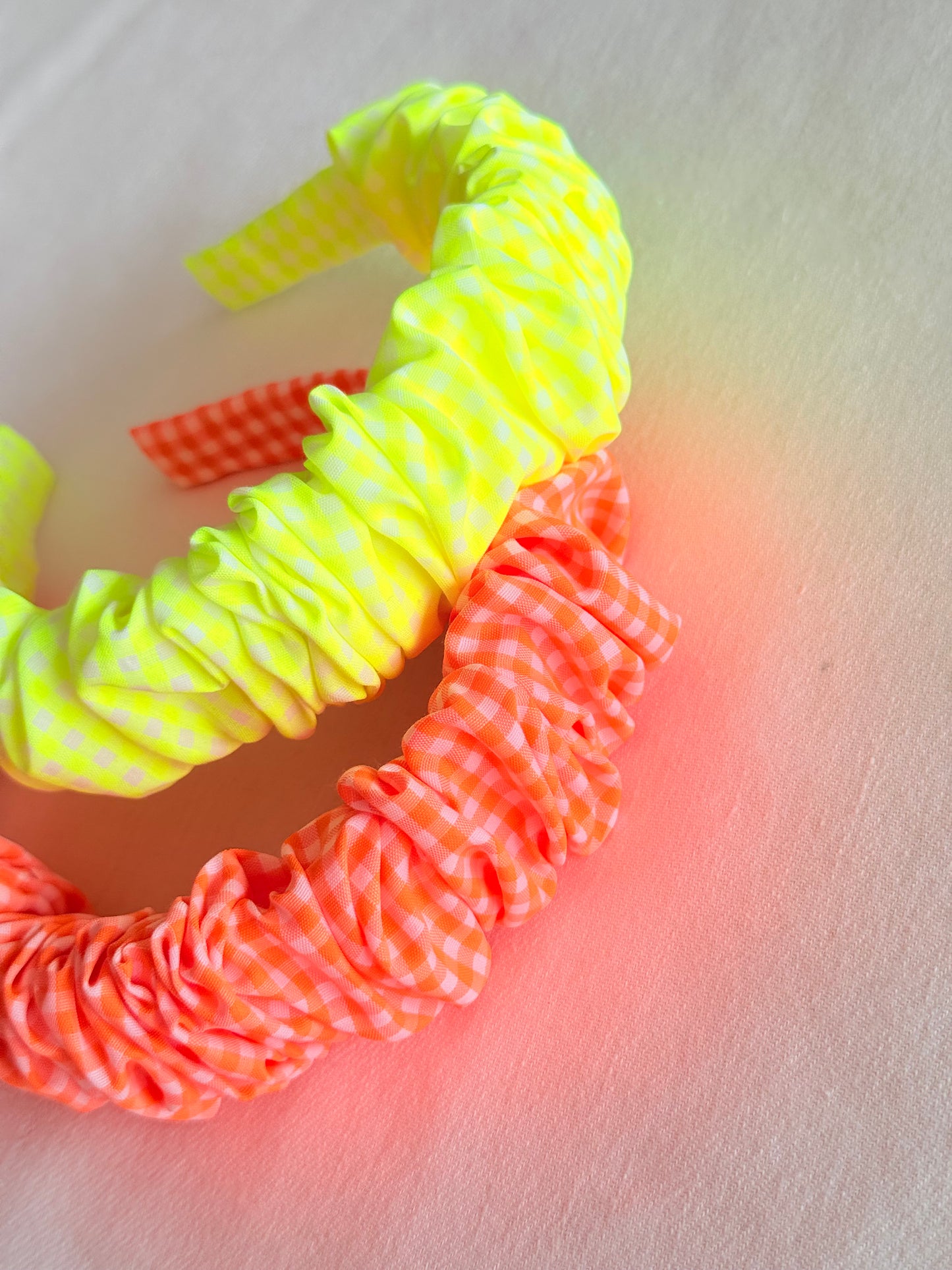 Diadema Scrunchie Vichy Naranja Flúor