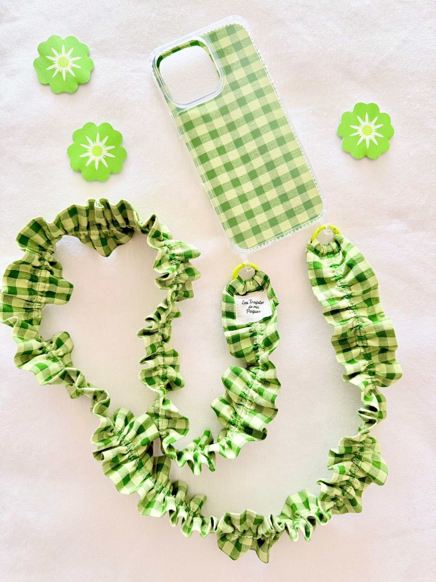 Conjunto Cuelga Movil Rizado Vichy Matcha