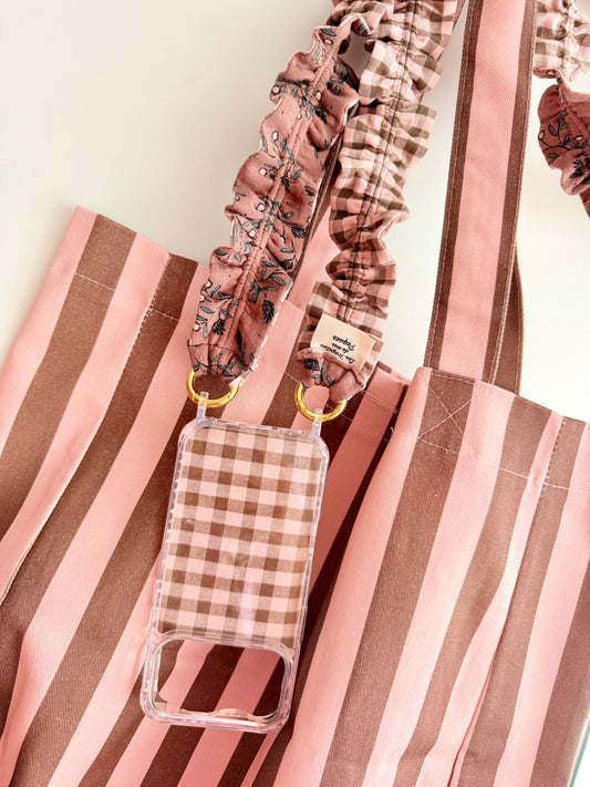Tote Bag Rayas Rosa y Marrón