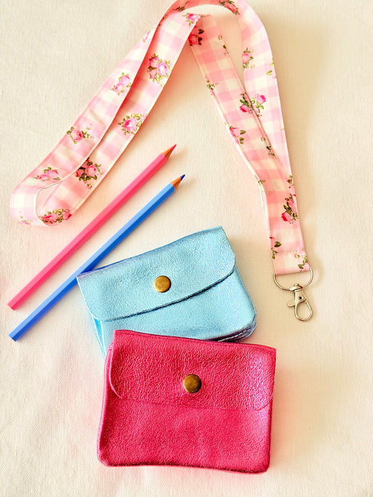 Cuelga Llaves / Landyards Vichy Rosa y Flores