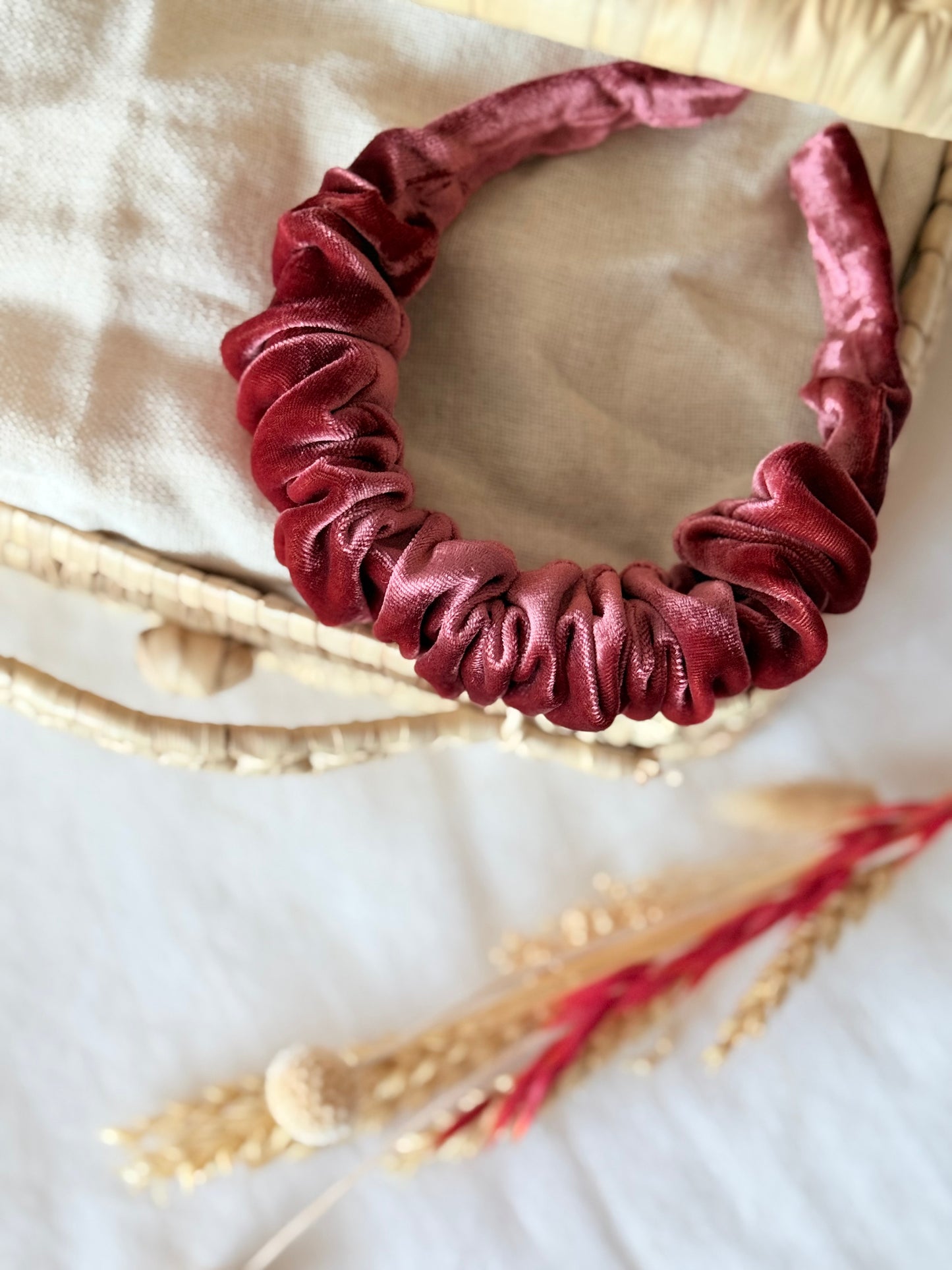 Diadema Scrunchie Terciopelo Granate