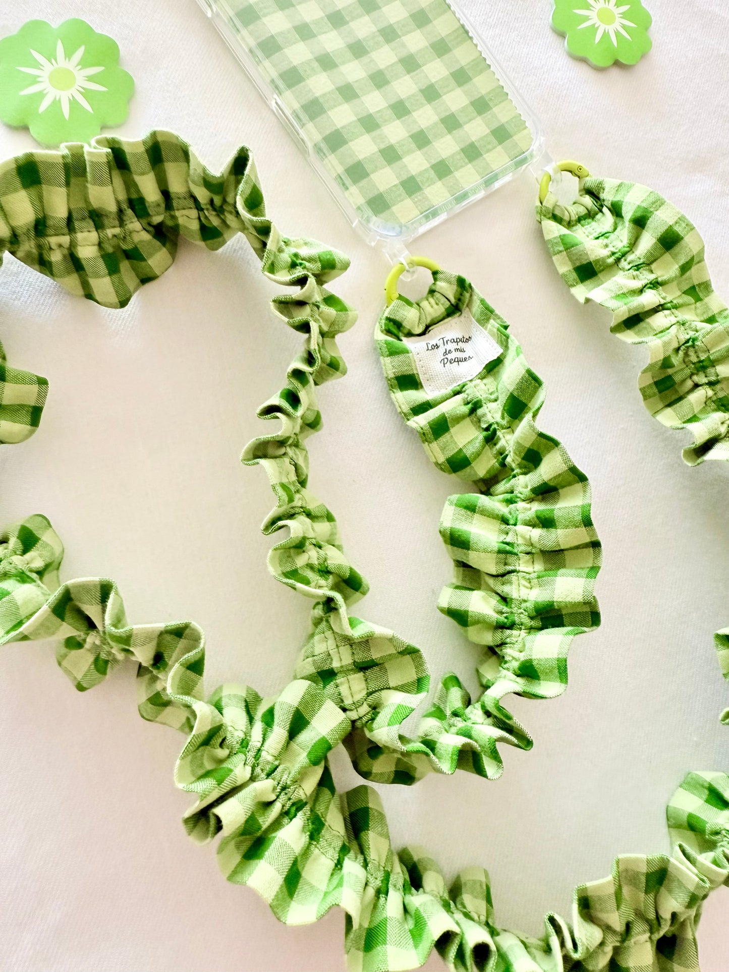 Conjunto Cuelga Movil Rizado Vichy Matcha