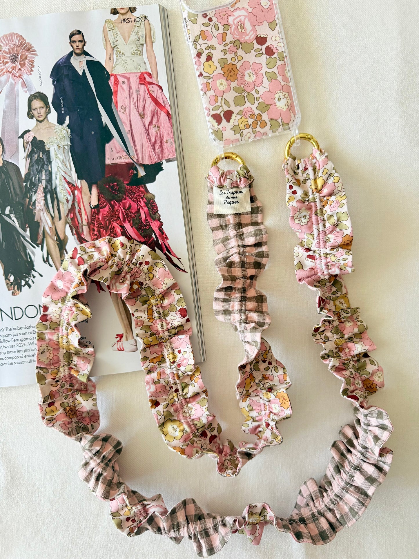 Liberty Hermione and Gingham Ruffled Phone Charm Set