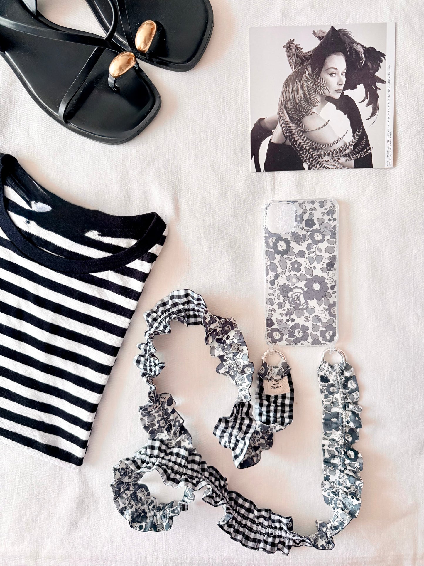 Conjunto Cuelga Movil Rizado Liberty Betsy Gris y Vichy