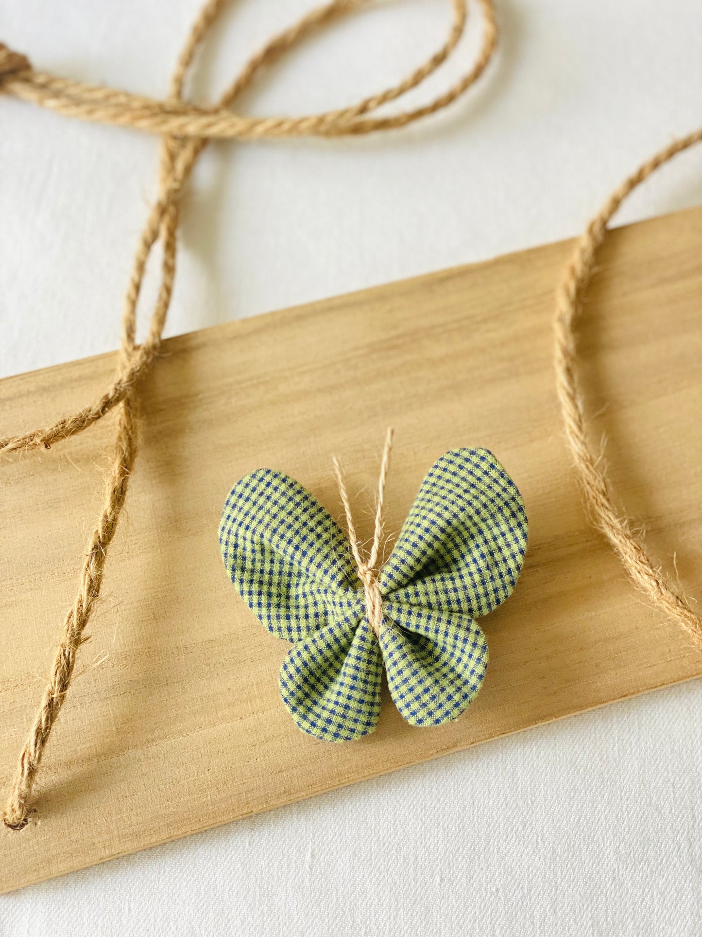 Mariposa Vichy Verde Y Azul Marino