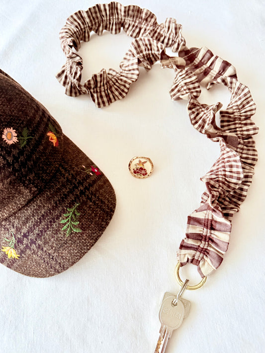 Cuelga Llaves / Landyards Rizado Vichy Chocolate