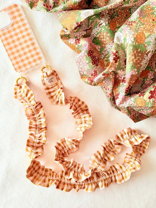 Conjunto Cuelga Movil Rizado Vichy Caramelo