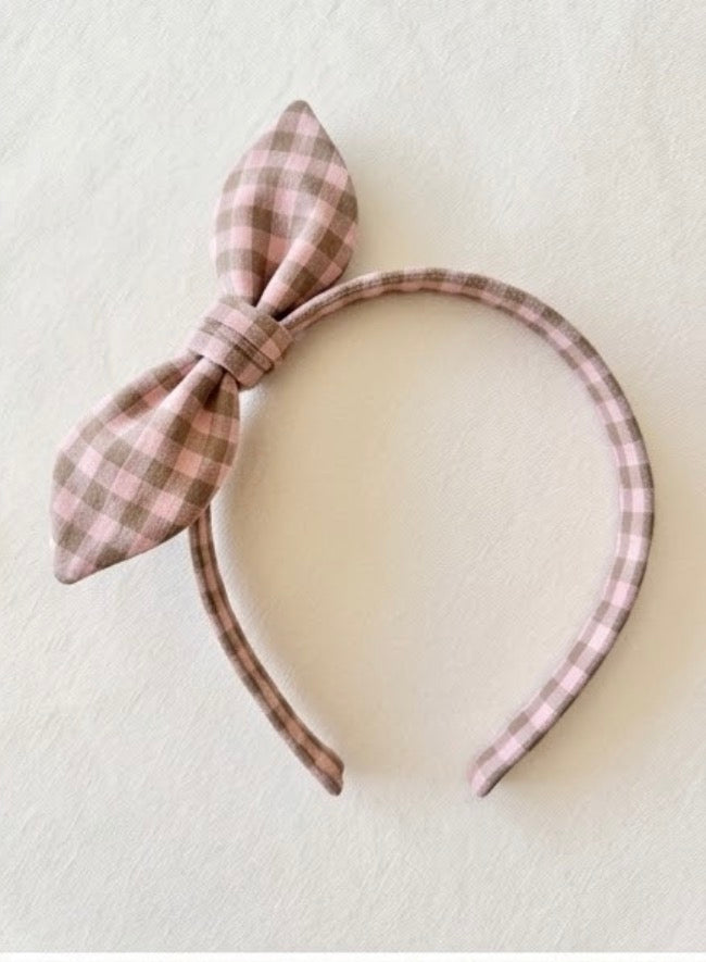 Diadema Orejitas Vichy Rosa y Marrón