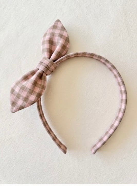 Diadema Orejitas Vichy Rosa y Marrón