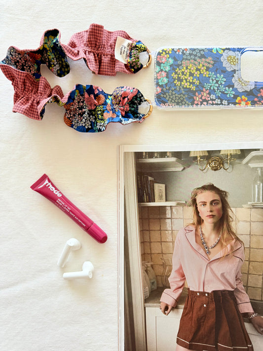 Conjunto Cuelga Movil Rizado Corto Liberty Toscana Azul y Vichy