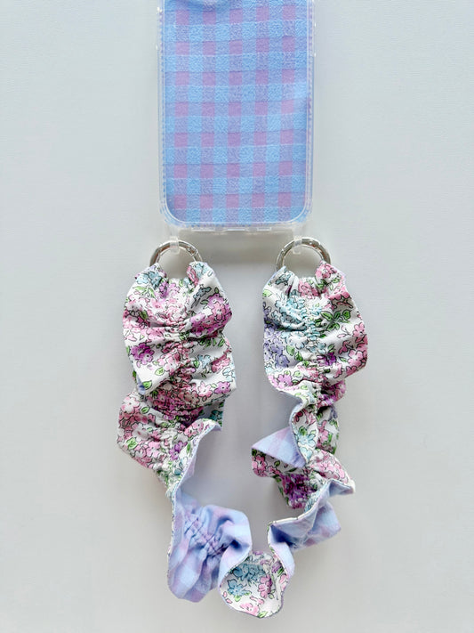 Conjunto Cuelga Movil Rizado Corto Liberty Lila y Vichy