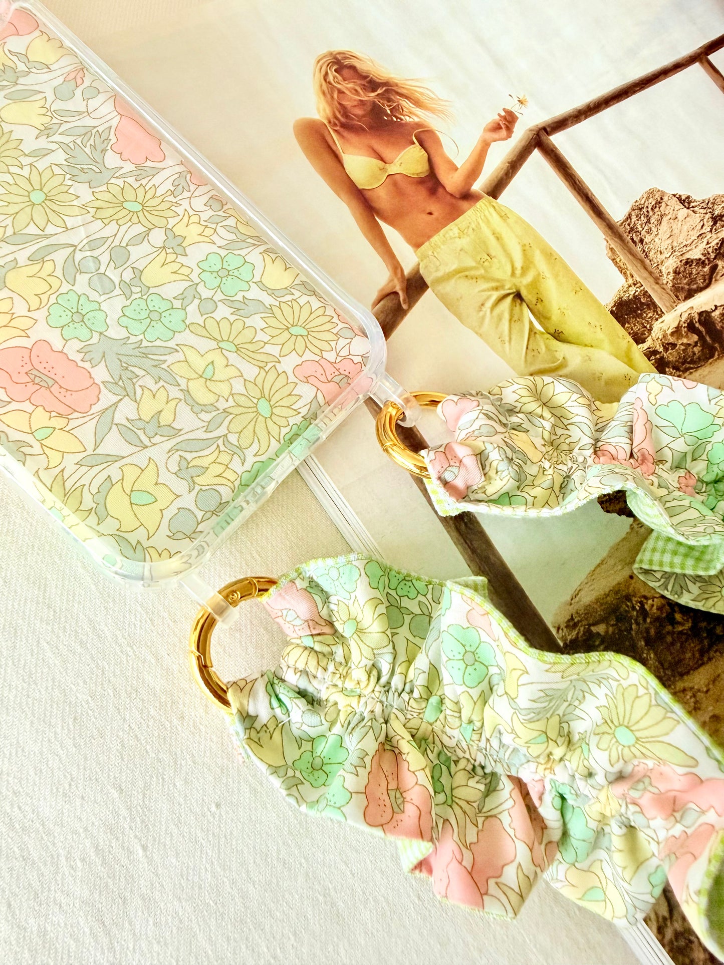 Conjunto Cuelga Movil Liberty Tanna Verde y Vichy