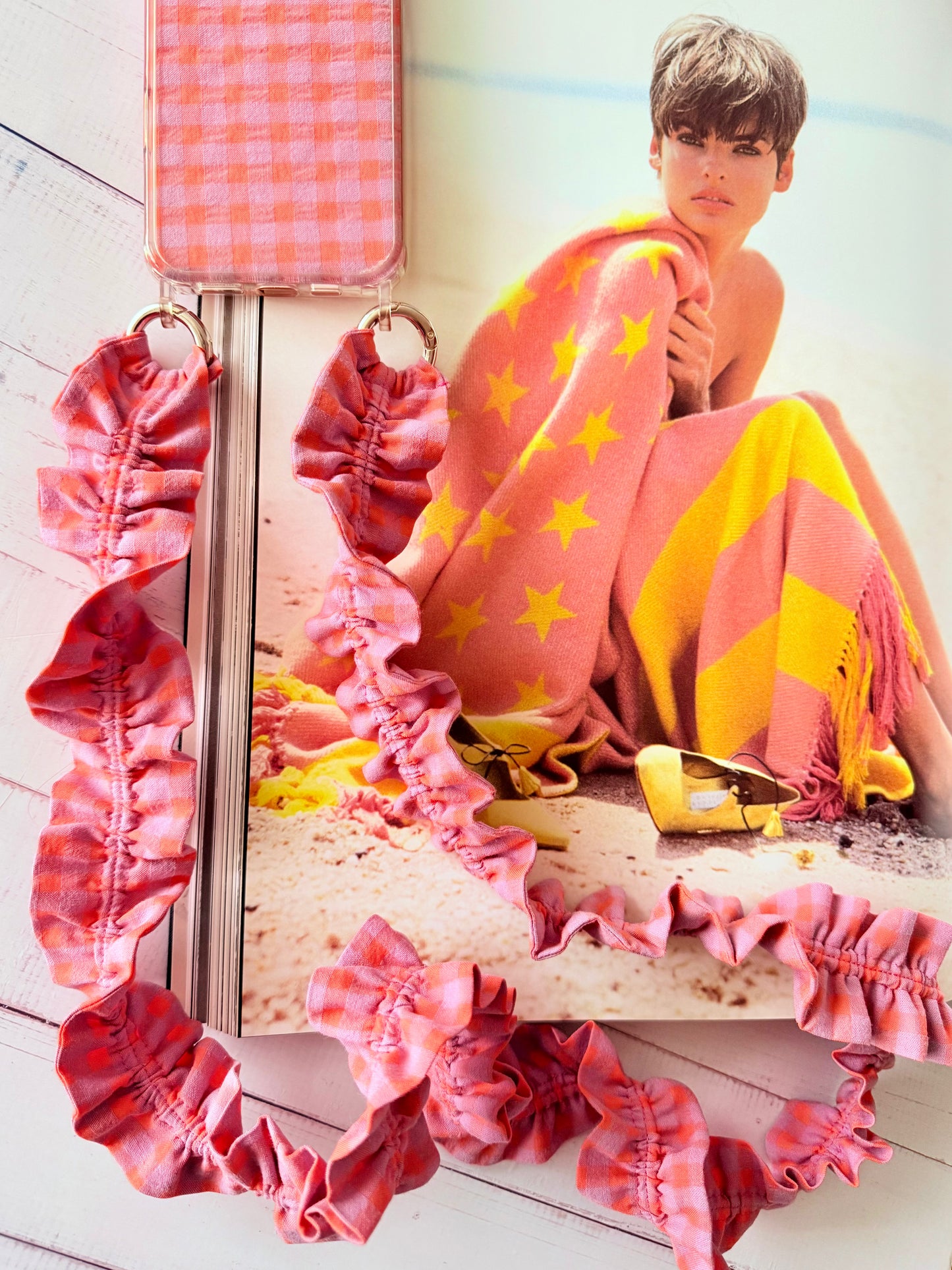 Conjunto Cuelga Móvil Vichy Rosa y Lila