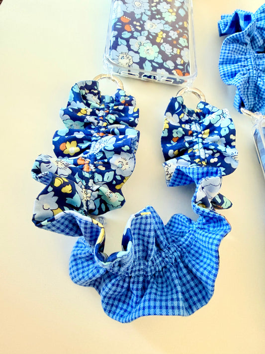 Liberty Elysees and Gingham Short Curly Phone Charm Set