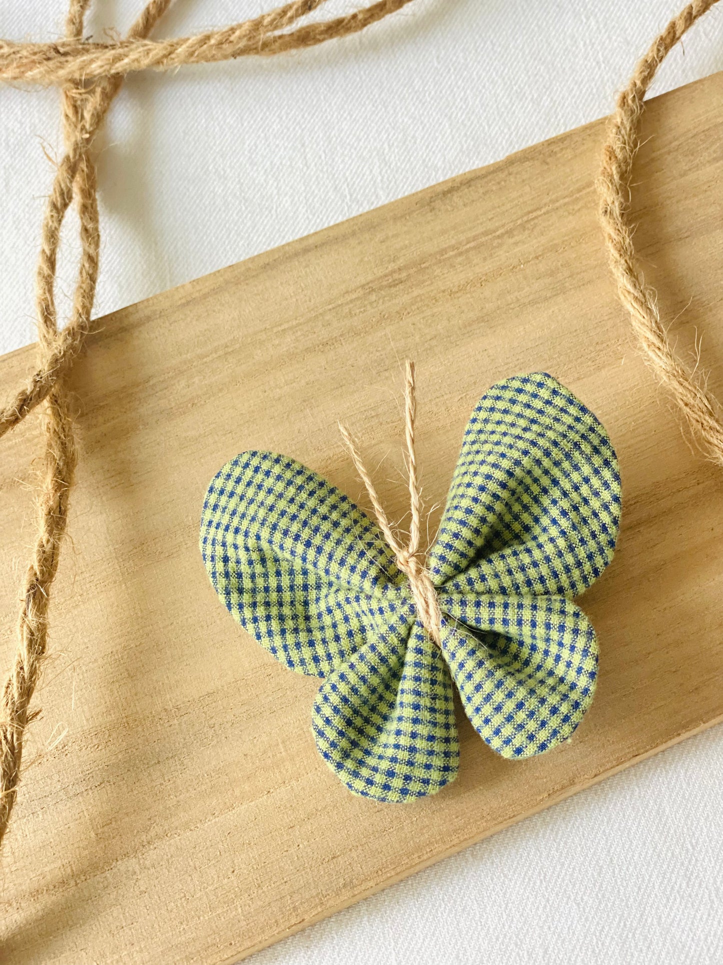 Mariposa Vichy Verde Y Azul Marino