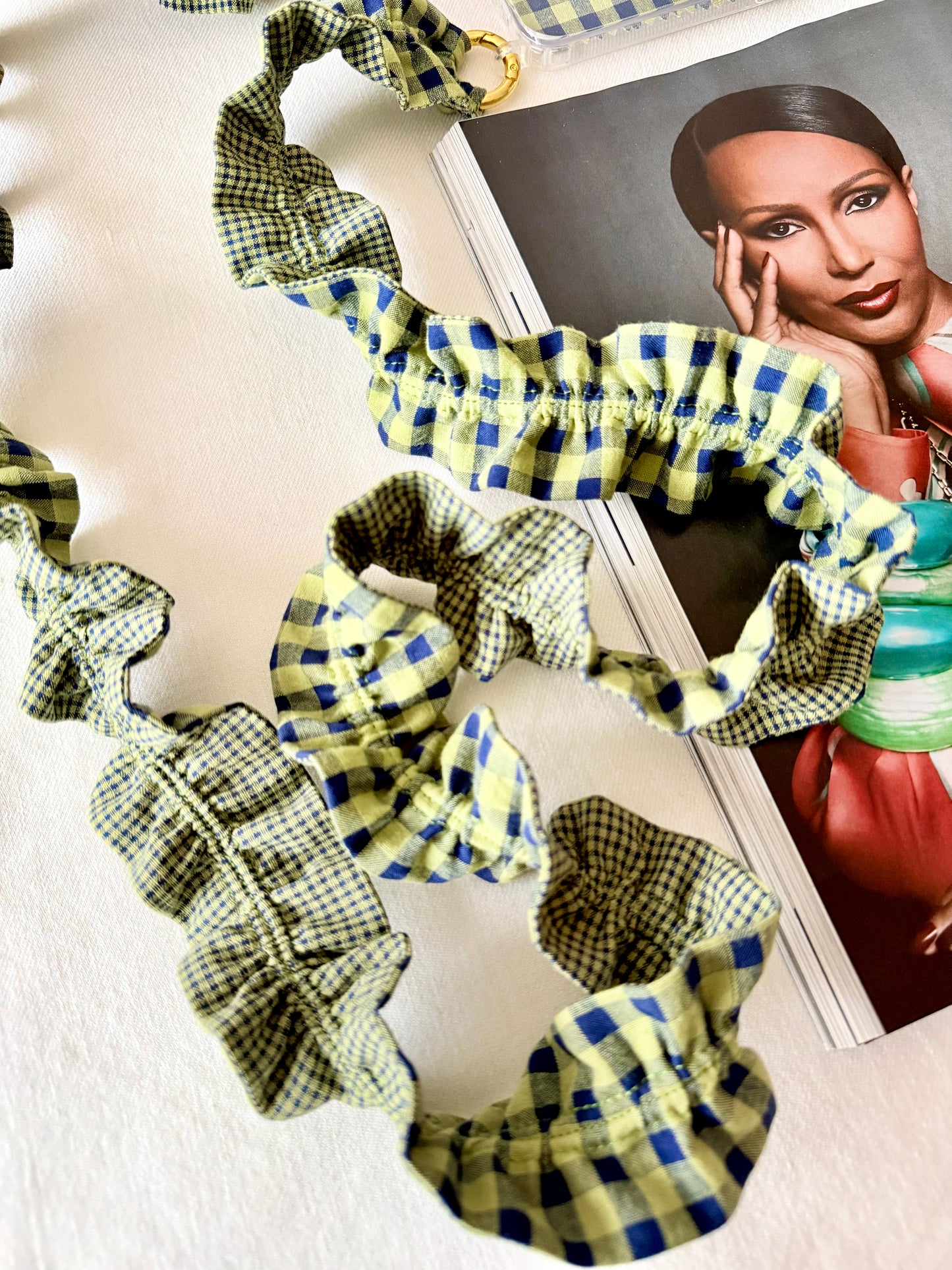 Conjunto Cuelga Movil Vichy Verde y Azul Marino