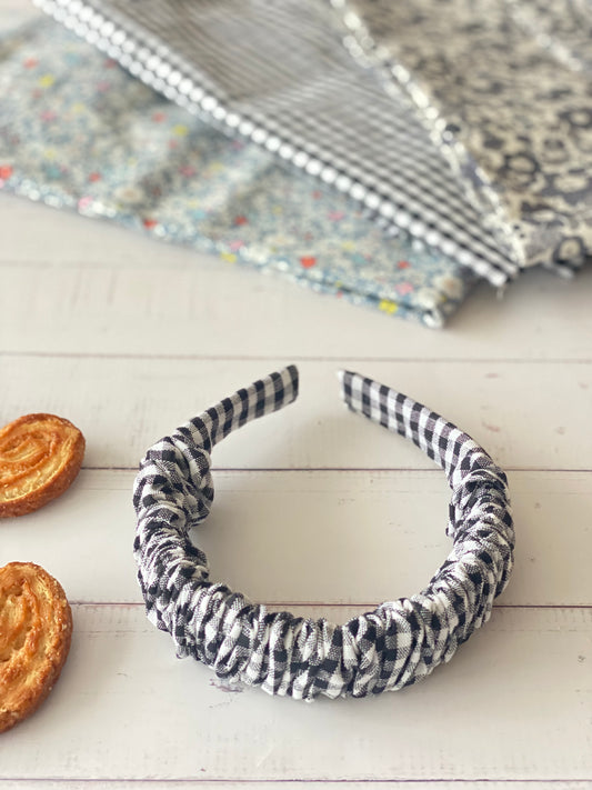 Diadema Scrunchie Vichy Negro
