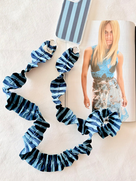 Conjunto Cuelga Movil Rizado Rayas Azul