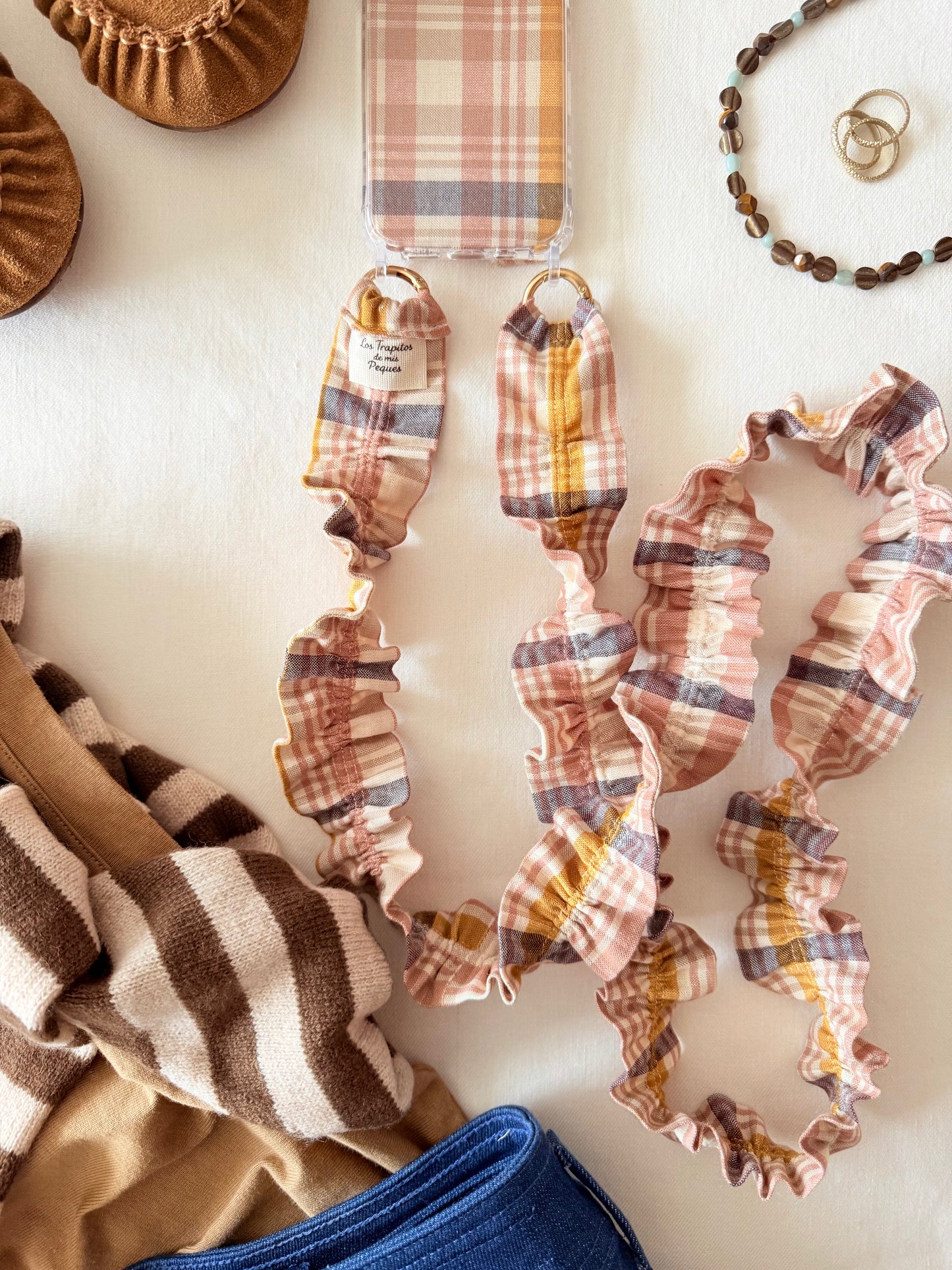 Conjunto Cuelga Movil Tartan Caramelo