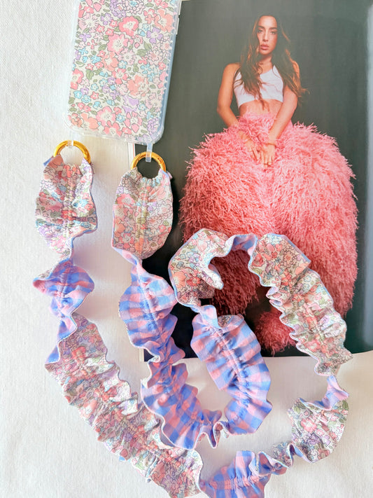 Conjunto Cuelga Móvil Liberty Michelle Rosa y Vichy