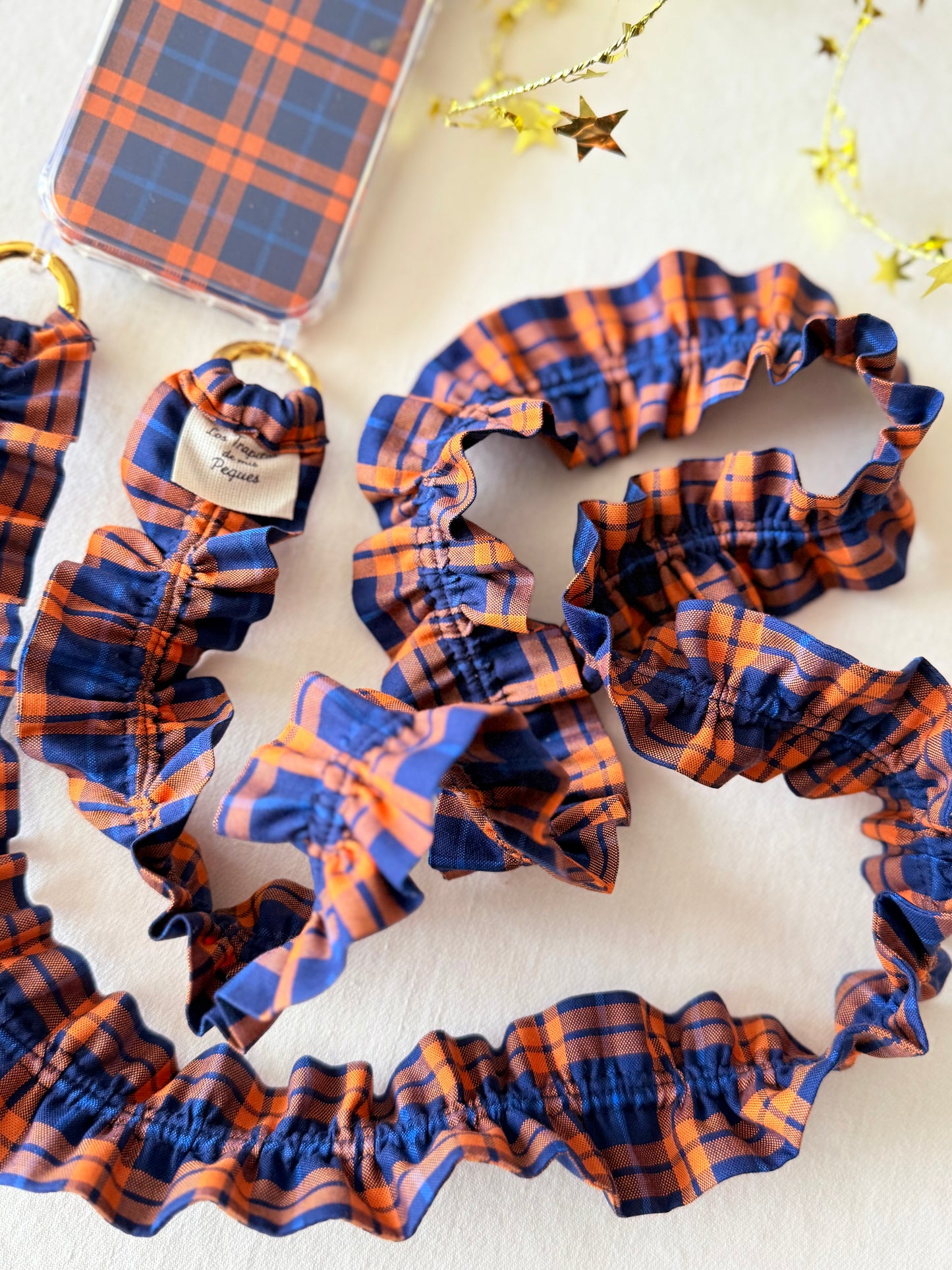 Conjunto Cuelga Movil Tartan Naranja