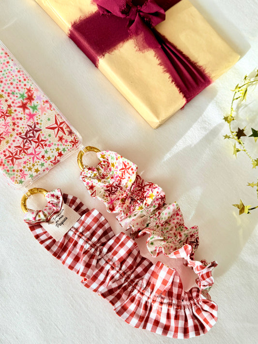 Conjunto Cuelga Movil Rizado Corto Liberty Estrellas Burdeos y Vichy