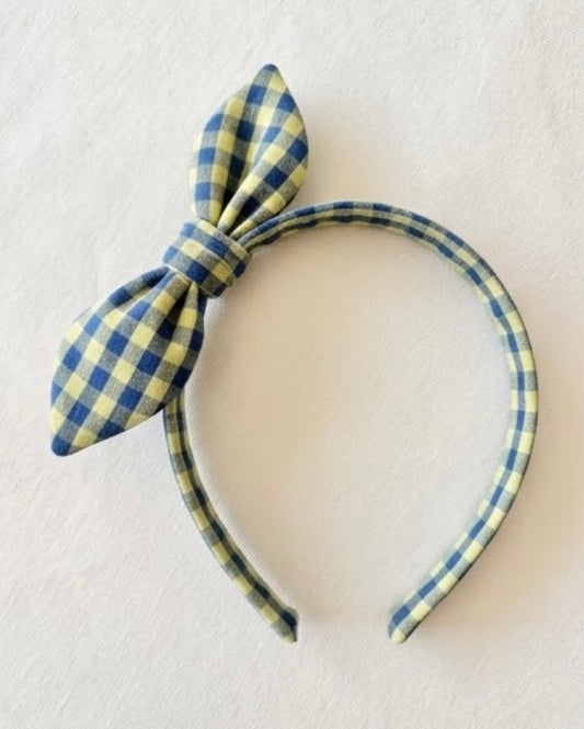 Diadema Orejitas Vichy Verde y Azul Marino