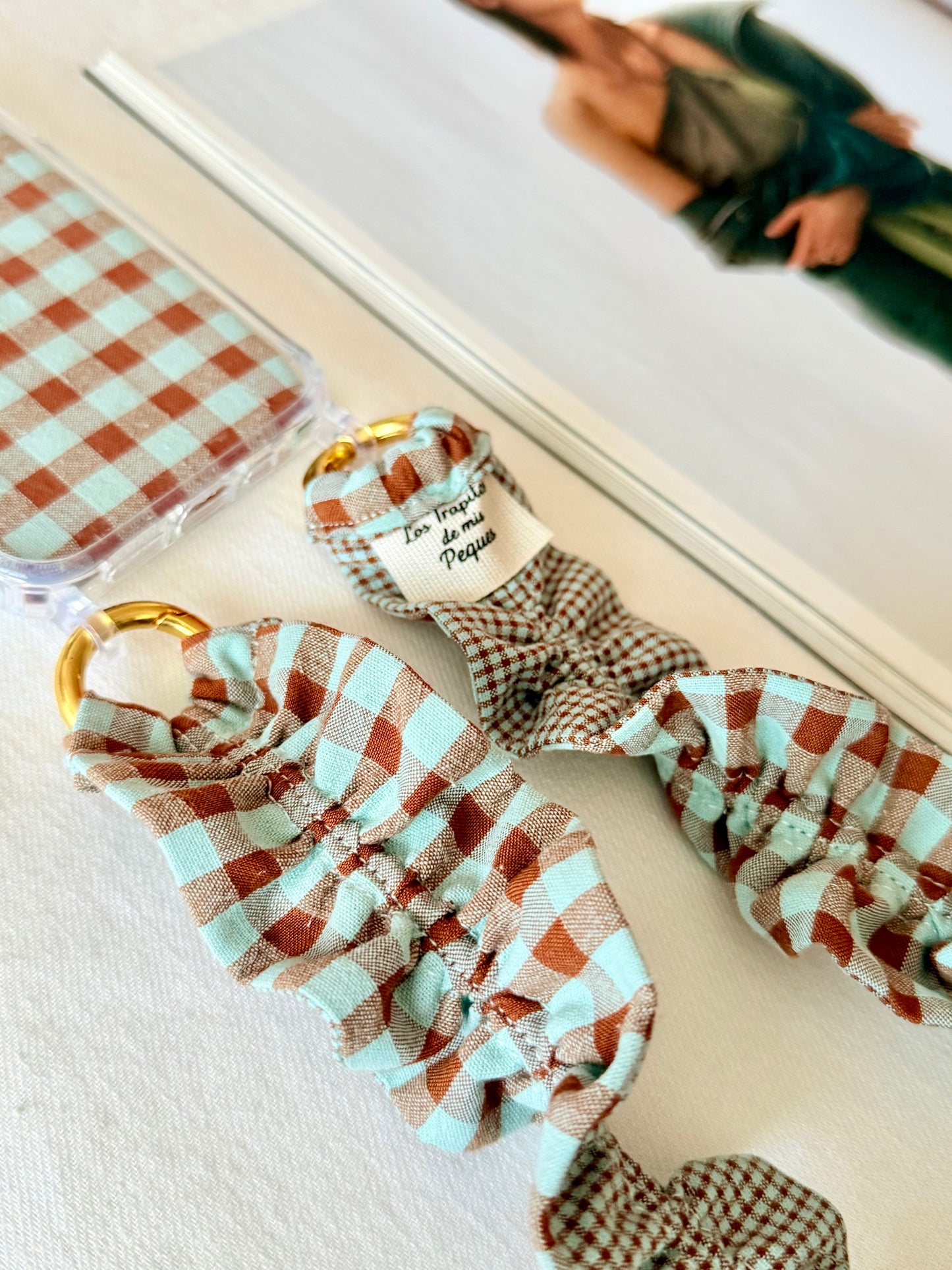 Conjunto Cuelga Movil Vichy Menta y Marrón